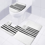 White And Black USA Flag Print 3 Piece Bath Mat Set