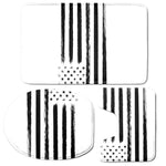 White And Black USA Flag Print 3 Piece Bath Mat Set