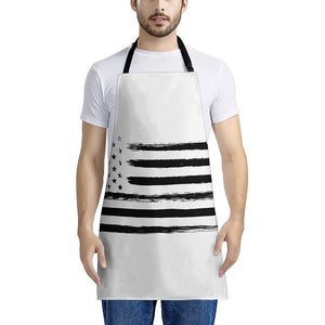 White And Black USA Flag Print Apron