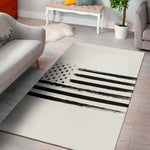 White And Black USA Flag Print Area Rug