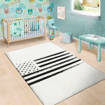 White And Black USA Flag Print Area Rug