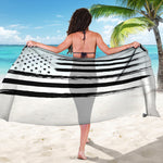 White And Black USA Flag Print Beach Sarong Wrap