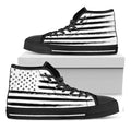 White And Black USA Flag Print Black High Top Sneakers