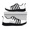 White And Black USA Flag Print Black Running Shoes