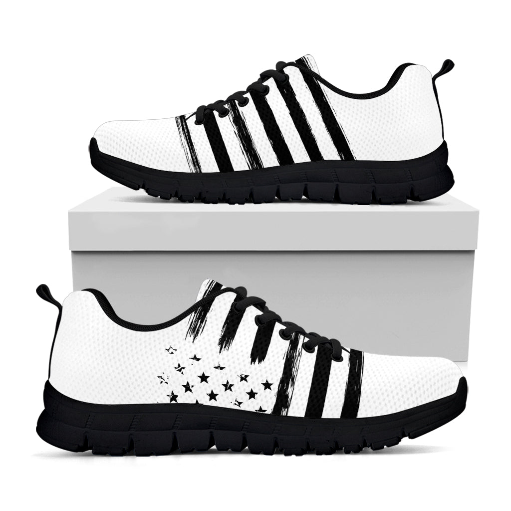 White And Black USA Flag Print Black Sneakers