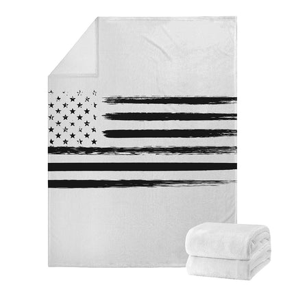 White And Black USA Flag Print Blanket