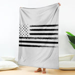 White And Black USA Flag Print Blanket