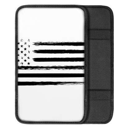 White And Black USA Flag Print Car Center Console Cover