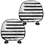 White And Black USA Flag Print Car Headrest Covers