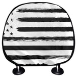 White And Black USA Flag Print Car Headrest Covers