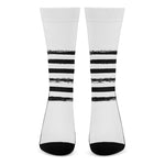 White And Black USA Flag Print Crew Socks