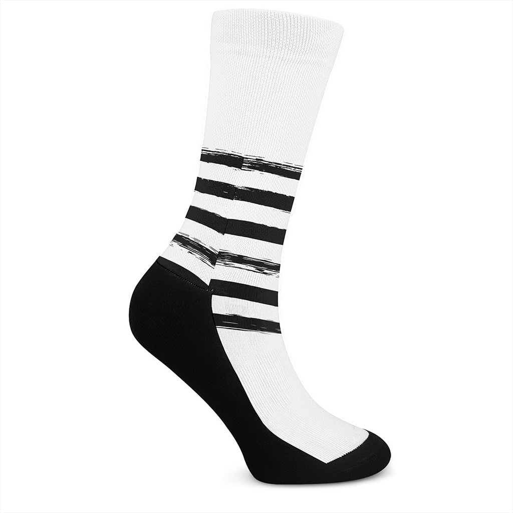 White And Black USA Flag Print Crew Socks