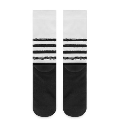 White And Black USA Flag Print Crew Socks