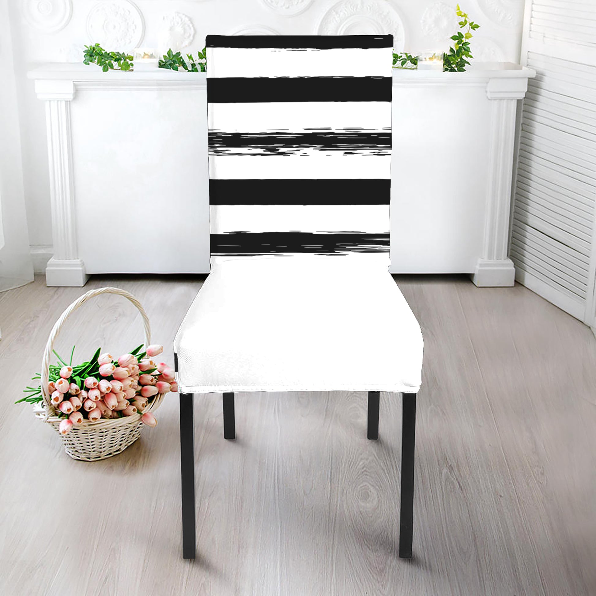 White And Black USA Flag Print Dining Chair Slipcover