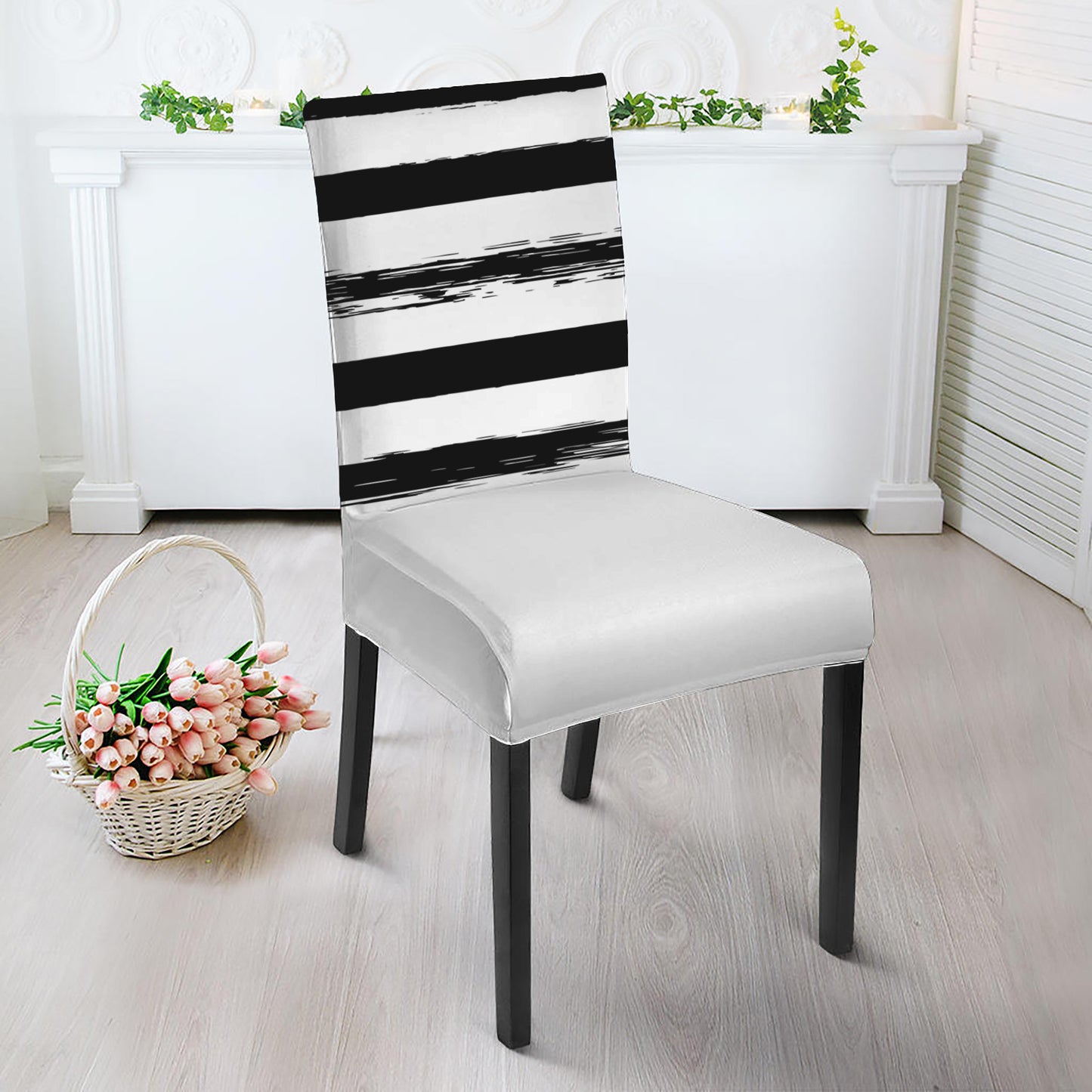 White And Black USA Flag Print Dining Chair Slipcover