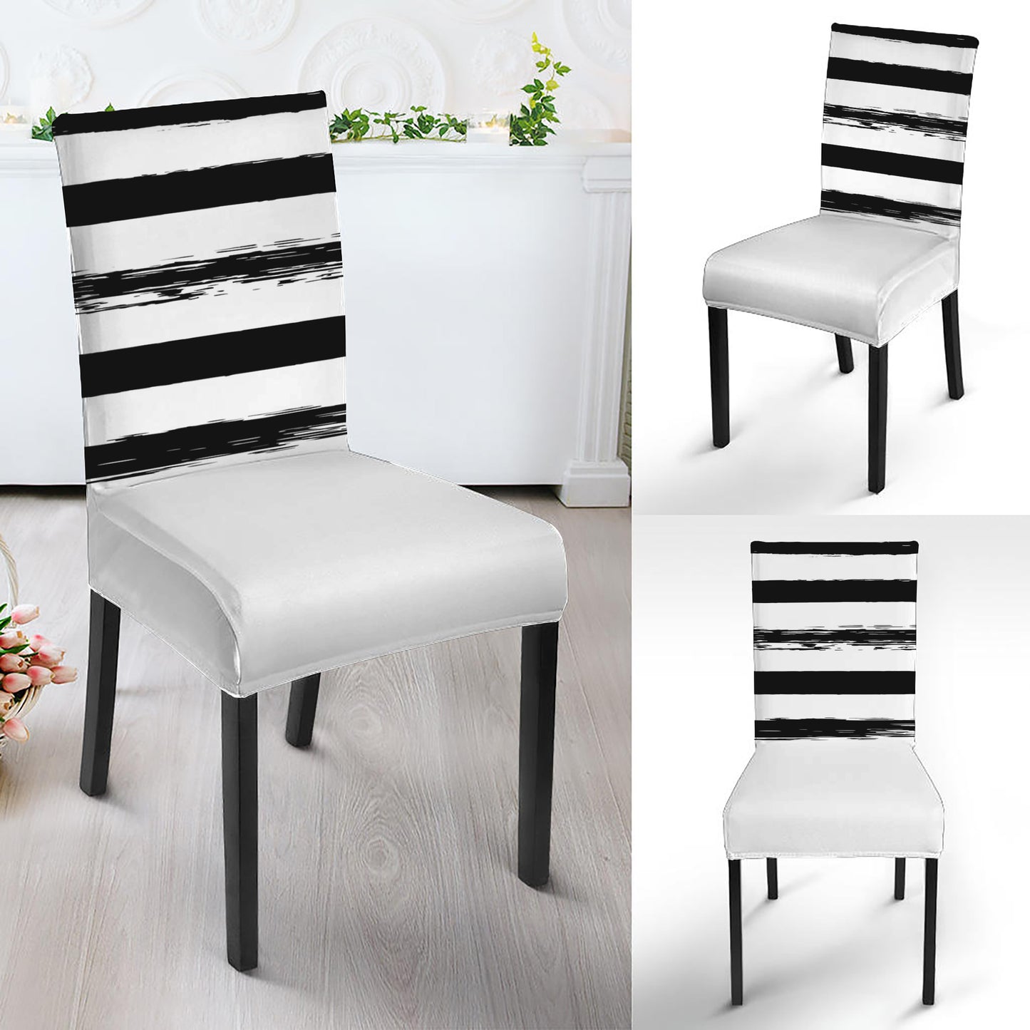 White And Black USA Flag Print Dining Chair Slipcover