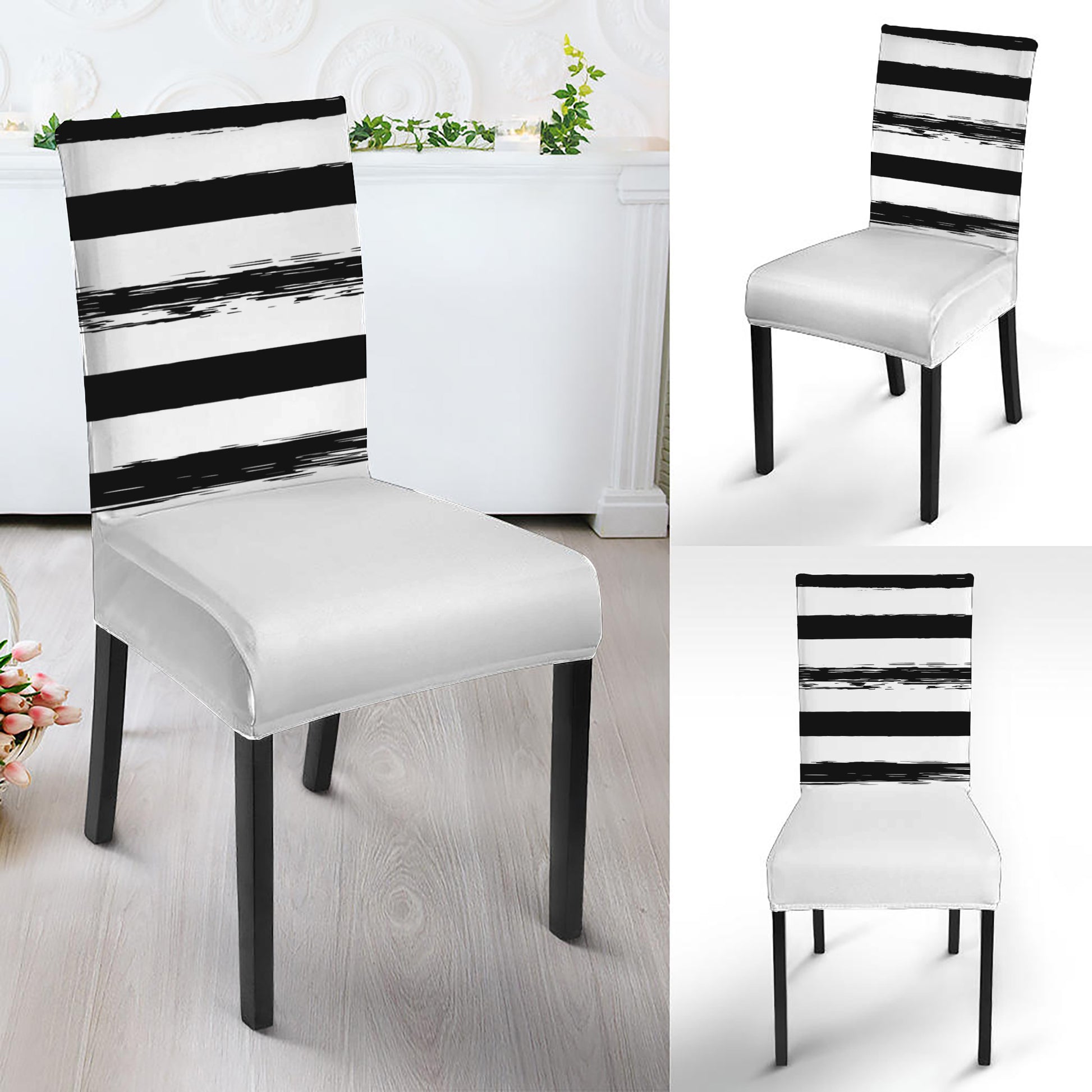 White And Black USA Flag Print Dining Chair Slipcover