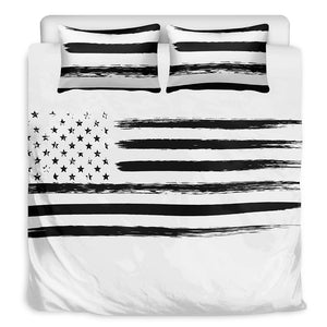 White And Black USA Flag Print Duvet Cover Bedding Set