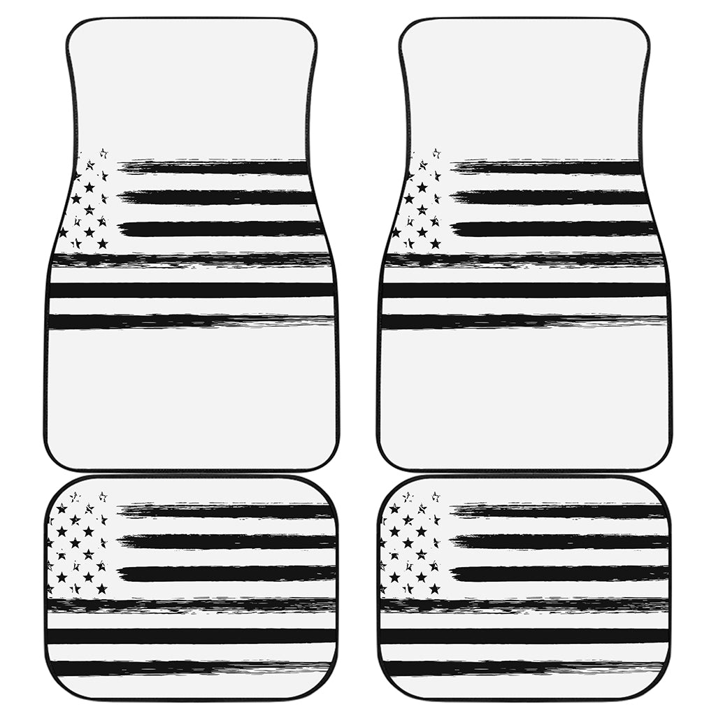 White And Black USA Flag Print Front and Back Car Floor Mats
