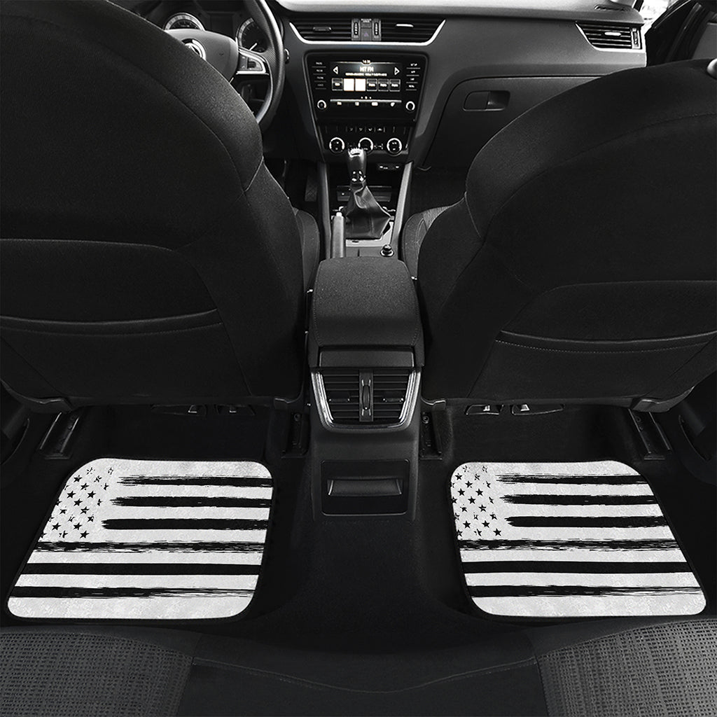 White And Black USA Flag Print Front and Back Car Floor Mats