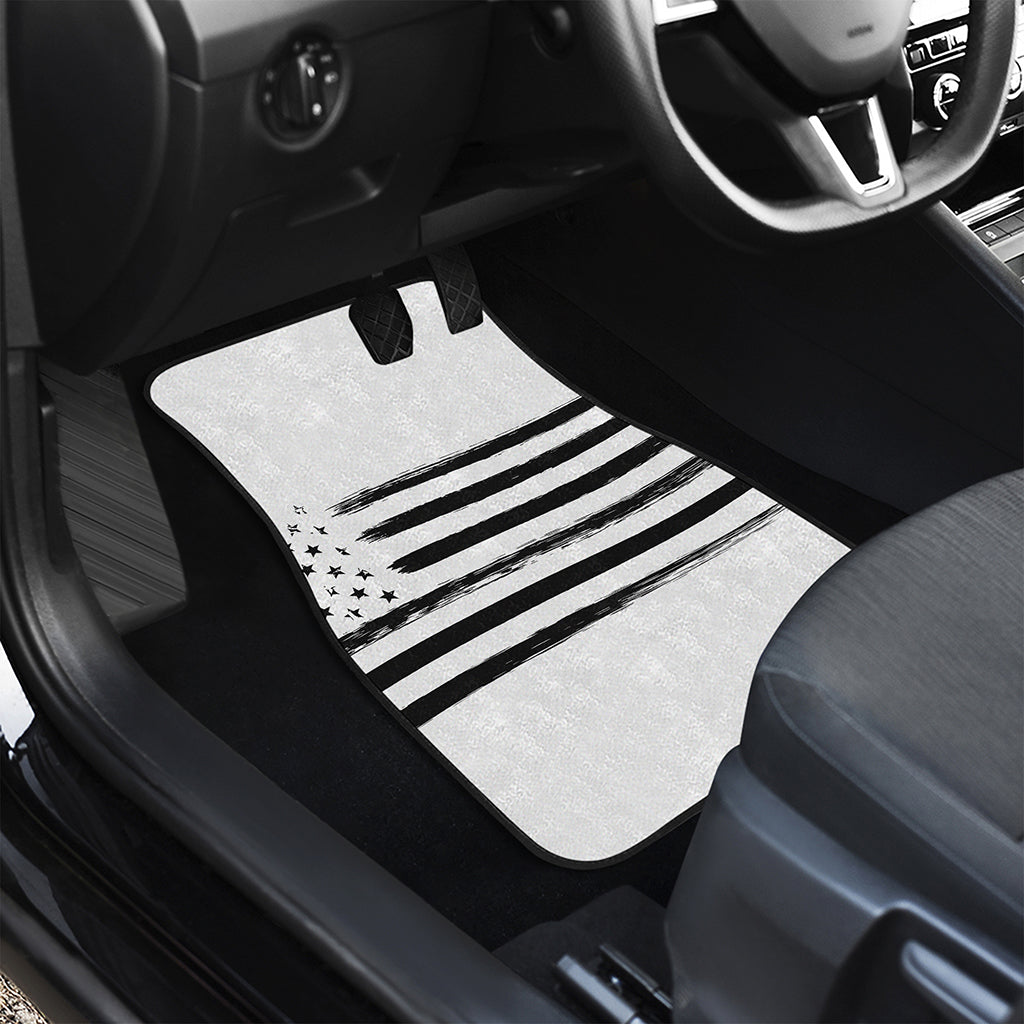 White And Black USA Flag Print Front Car Floor Mats