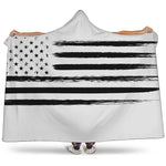 White And Black USA Flag Print Hooded Blanket
