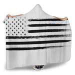 White And Black USA Flag Print Hooded Blanket