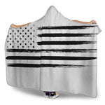 White And Black USA Flag Print Hooded Blanket