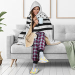 White And Black USA Flag Print Hooded Blanket