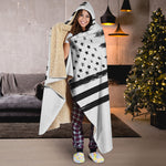 White And Black USA Flag Print Hooded Blanket