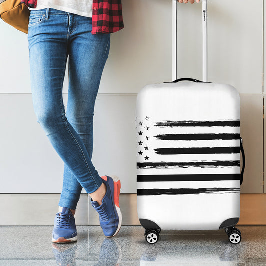White And Black USA Flag Print Luggage Cover