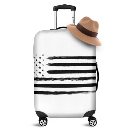 White And Black USA Flag Print Luggage Cover