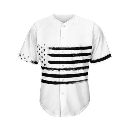 White And Black USA Flag Print Men's Baseball Jersey