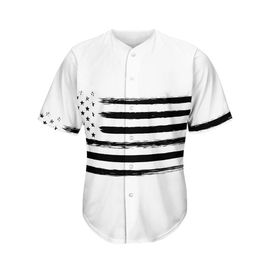 White And Black USA Flag Print Men's Baseball Jersey