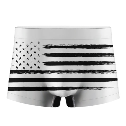 White And Black USA Flag Print Men's Boxer Briefs