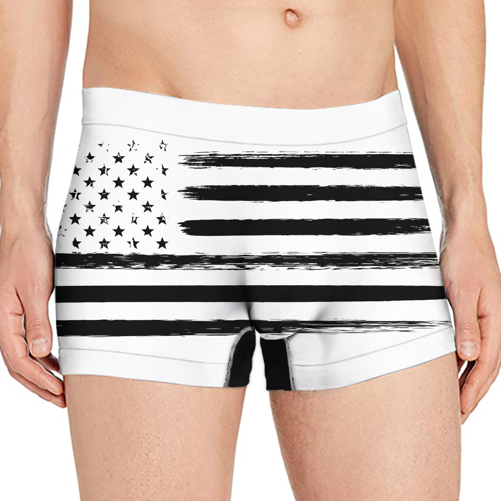 White And Black USA Flag Print Men's Boxer Briefs