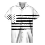 White And Black USA Flag Print Men's Short Sleeve Shirt