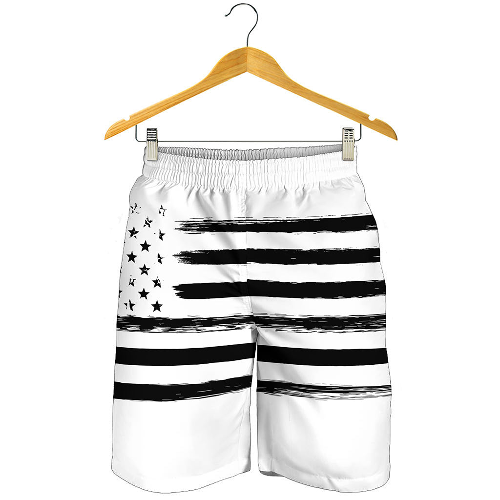 White And Black USA Flag Print Men's Shorts