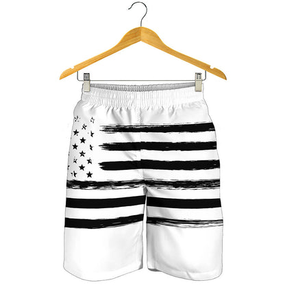 White And Black USA Flag Print Men's Shorts