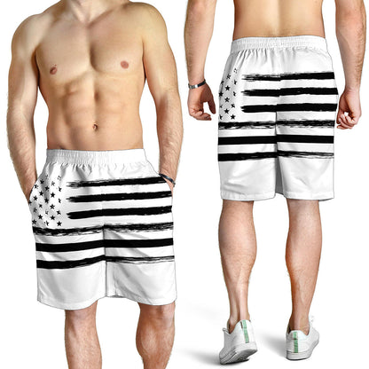 White And Black USA Flag Print Men's Shorts