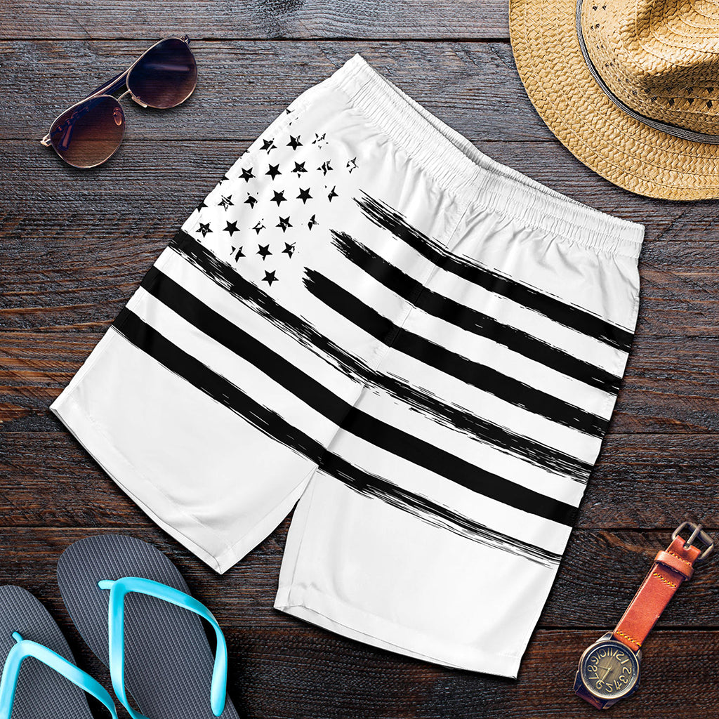White And Black USA Flag Print Men's Shorts