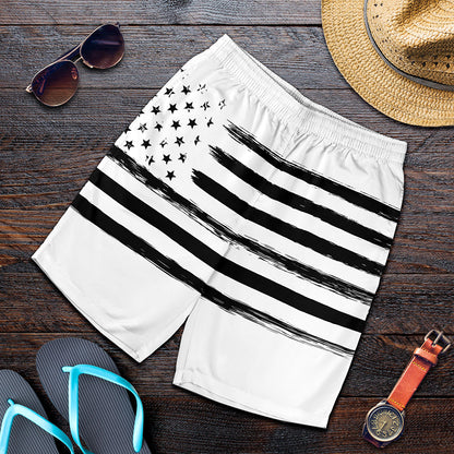 White And Black USA Flag Print Men's Shorts
