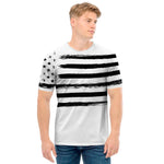 White And Black USA Flag Print Men's T-Shirt
