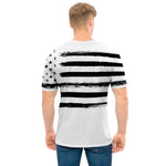 White And Black USA Flag Print Men's T-Shirt