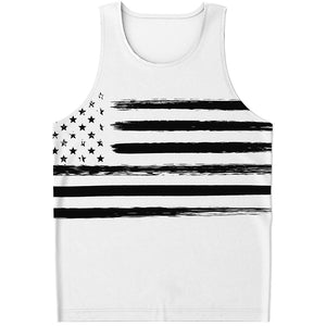 White And Black USA Flag Print Men's Tank Top