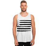 White And Black USA Flag Print Men's Tank Top