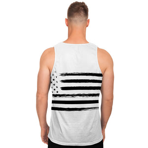 White And Black USA Flag Print Men's Tank Top