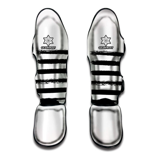 White And Black USA Flag Print Muay Thai Shin Guard