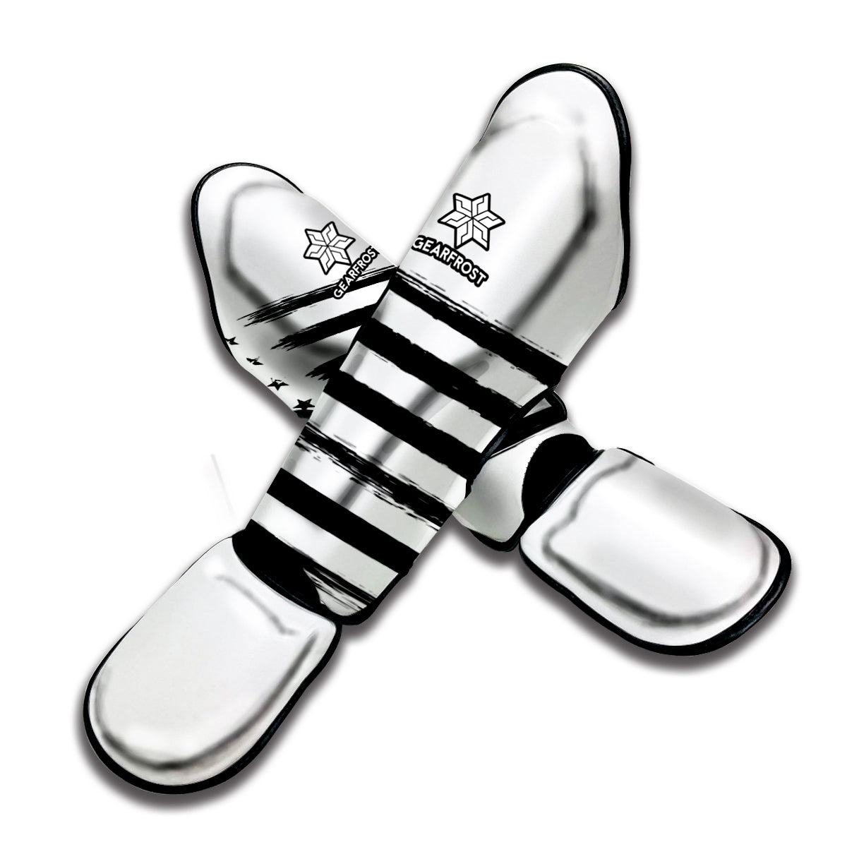 White And Black USA Flag Print Muay Thai Shin Guard