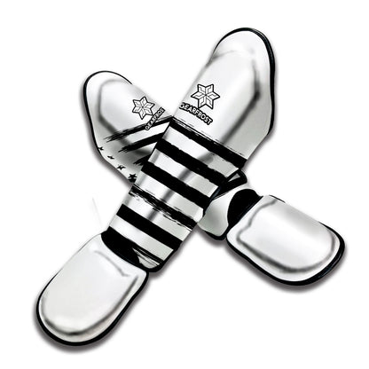 White And Black USA Flag Print Muay Thai Shin Guard